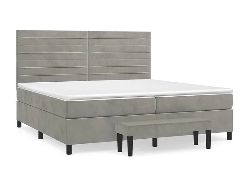 Sommier à lattes de lit et matelas Gris clair 200x200 Velours
