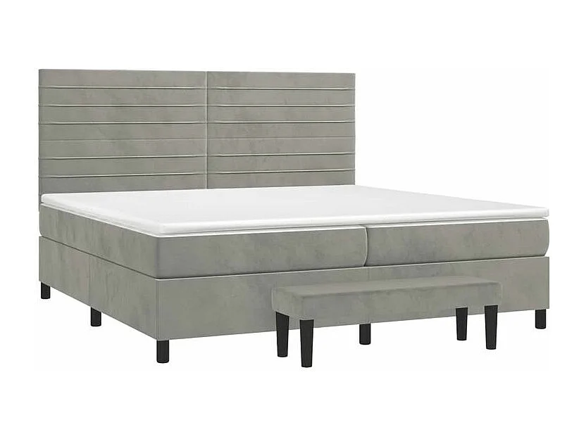 Sommier à lattes de lit et matelas Gris clair 200x200 Velours