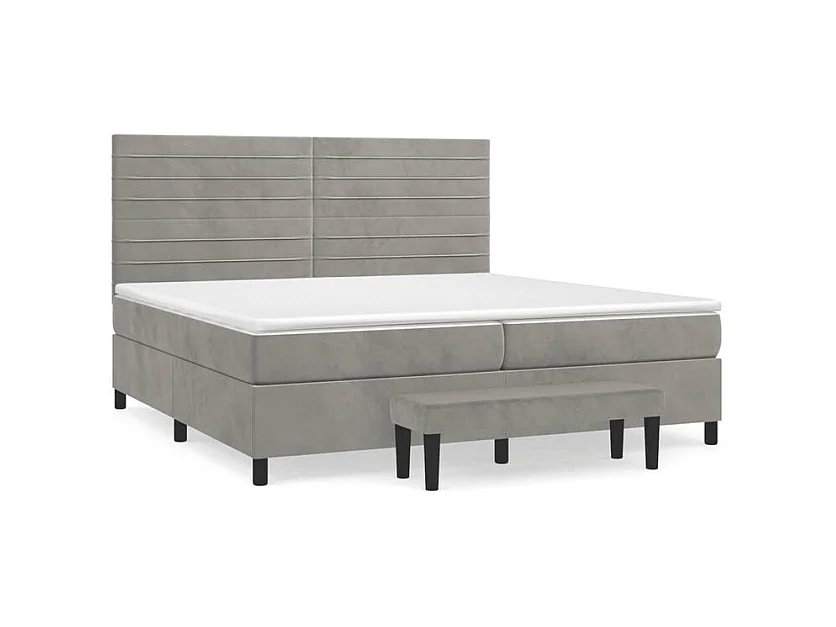 Sommier à lattes de lit et matelas Gris clair 200x200 Velours