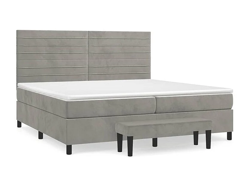 Sommier à lattes de lit et matelas Gris clair 200x200 Velours