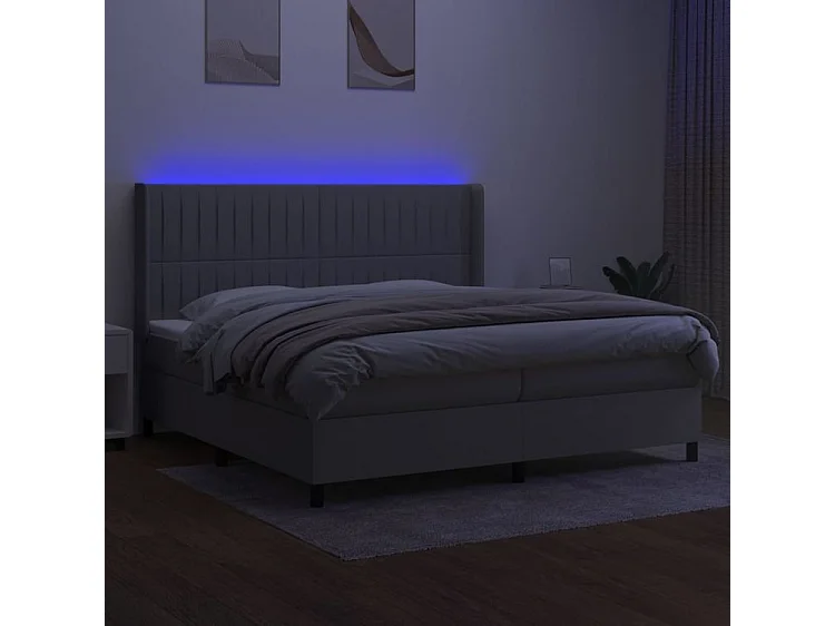 Sommier à lattes de lit matelas LED Gris clair 200x200 Tissu