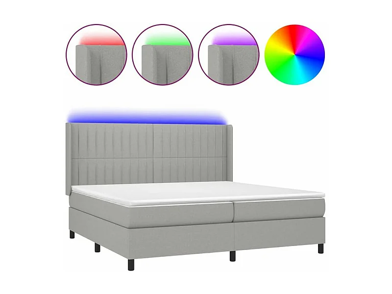 Sommier à lattes de lit matelas LED Gris clair 200x200 Tissu