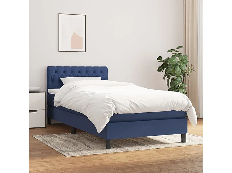 Sommier à lattes de lit avec matelas Bleu 80x200 Tissu