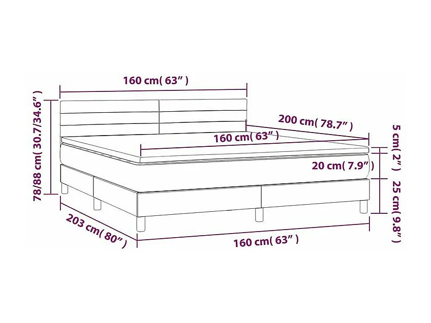 Sommier à lattes de lit matelas LED Gris clair 160x200 Tissu