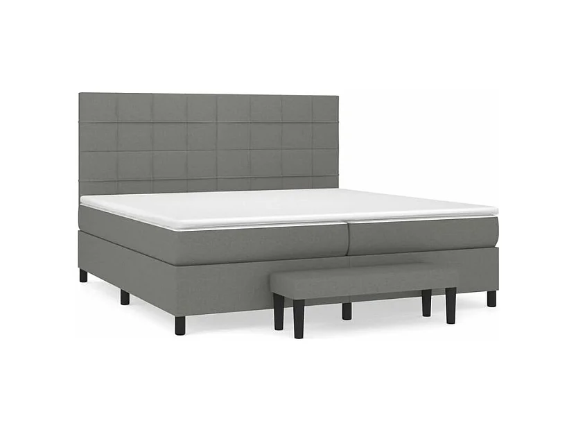 Sommier à lattes de lit avec matelas Gris foncé 200x200 Tissu