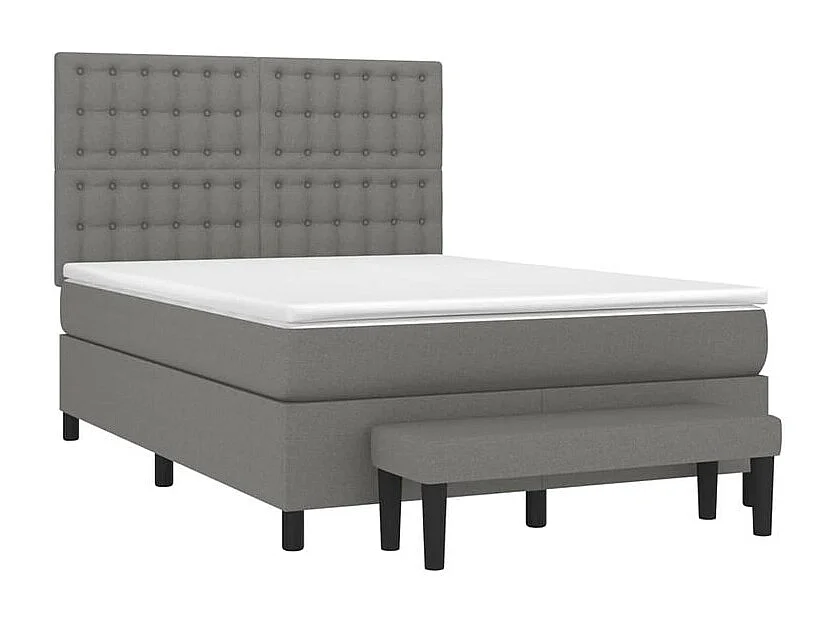 Sommier à lattes de lit avec matelas Gris foncé 140x200 Tissu