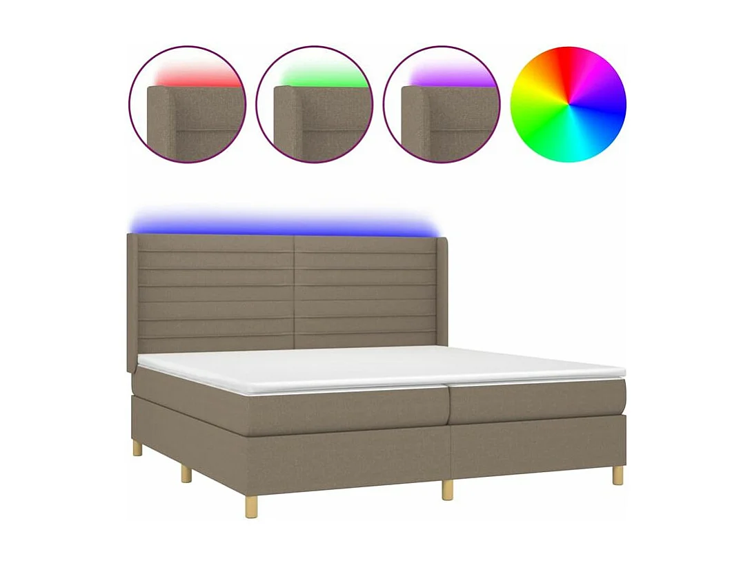 Sommier à lattes de lit matelas et LED Taupe 200x200 Tissu