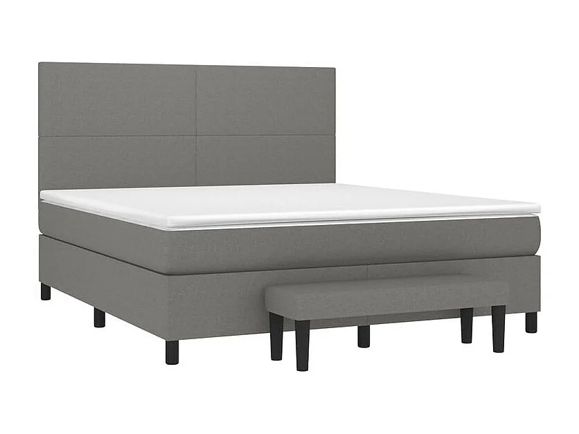 Sommier à lattes de lit avec matelas Gris foncé 180x200 Tissu