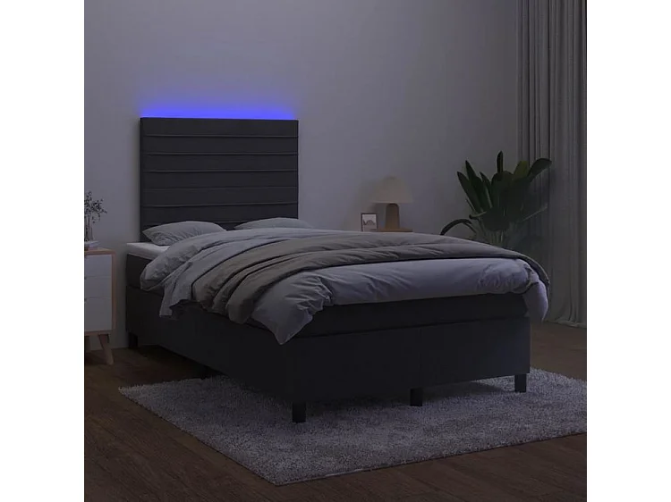 Sommier à lattes de lit avec matelas LED Noir 120x200 Velours