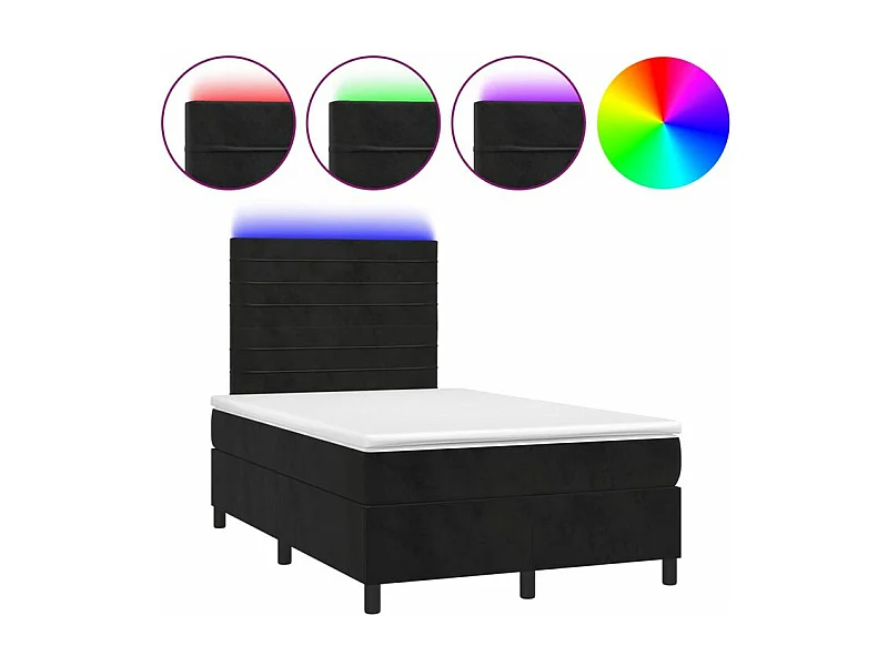 Sommier à lattes de lit avec matelas LED Noir 120x200 Velours