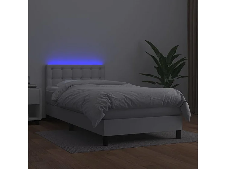 Sommier à lattes de lit avec matelas et LED Blanc 80x200