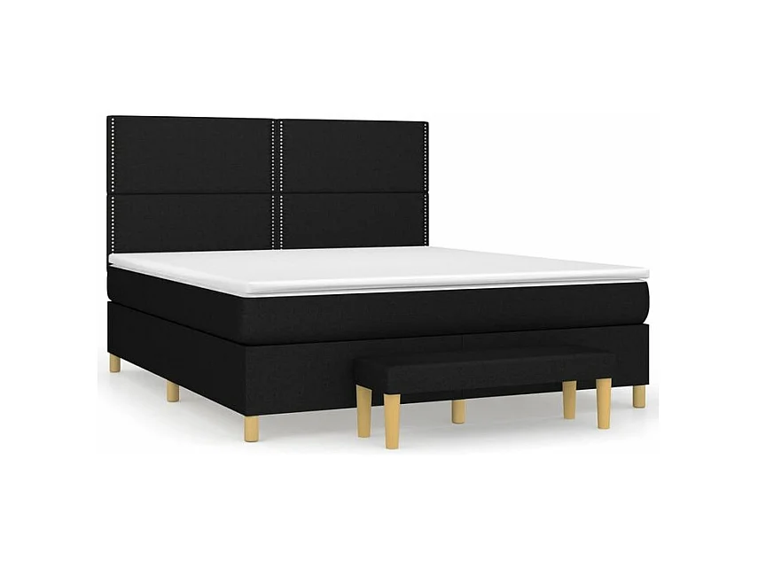Sommier à lattes de lit avec matelas Noir 180x200 Tissu