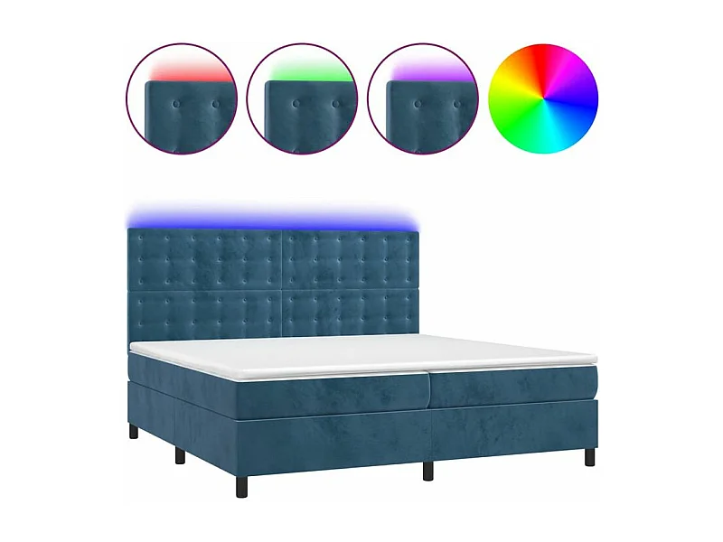 Sommier à lattes de lit matelas et LED Bleu foncé 200x200
