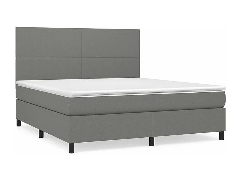 Sommier à lattes de lit avec matelas Gris foncé 180x200 Tissu