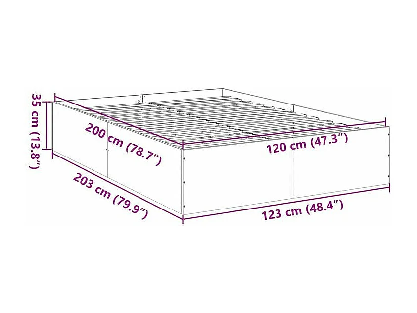 Cadre de lit chêne fumé 120x200 bois d'ingénierie