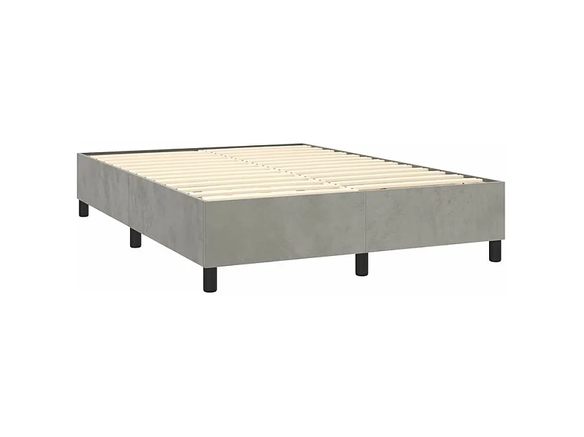 Sommier à lattes de lit matelas et LED Gris clair 140x200