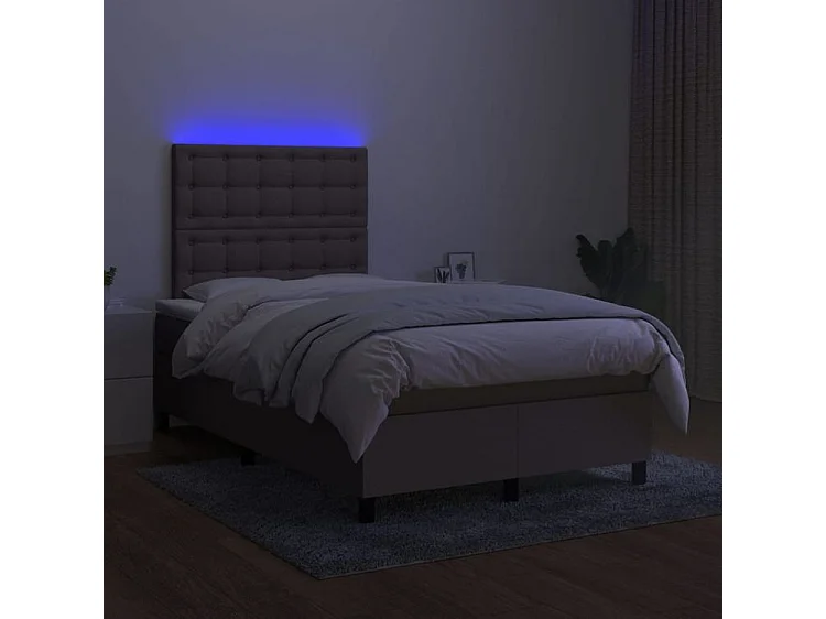 Sommier à lattes de lit avec matelas et LED Taupe 120x200