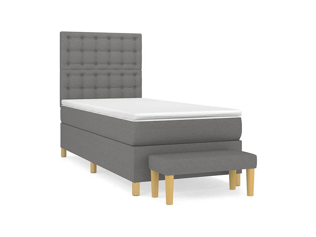 Sommier à lattes de lit et matelas Gris foncé 90x190 Tissu
