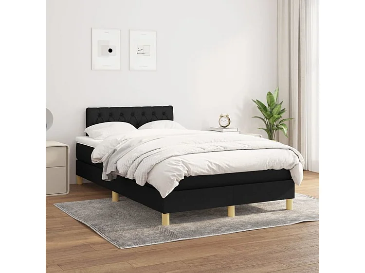 Sommier à lattes de lit avec matelas Noir 120x200 Tissu