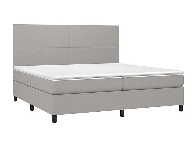 Sommier à lattes de lit et matelas et LED Gris clair 200x200