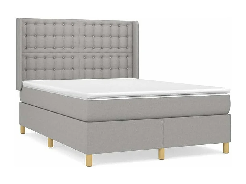 Sommier à lattes de lit avec matelas Gris clair 140x190 Tissu