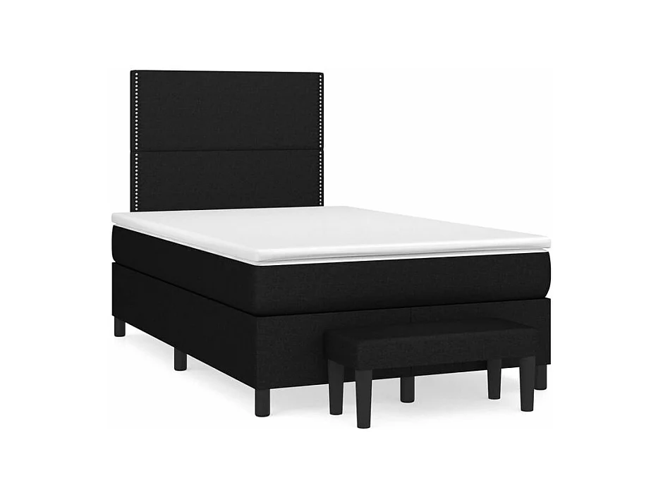 Sommier à lattes de lit avec matelas Noir 120x200 Tissu