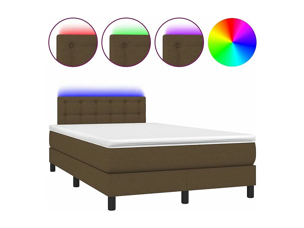 Sommier à lattes de lit matelas et LED Marron foncé 120x200