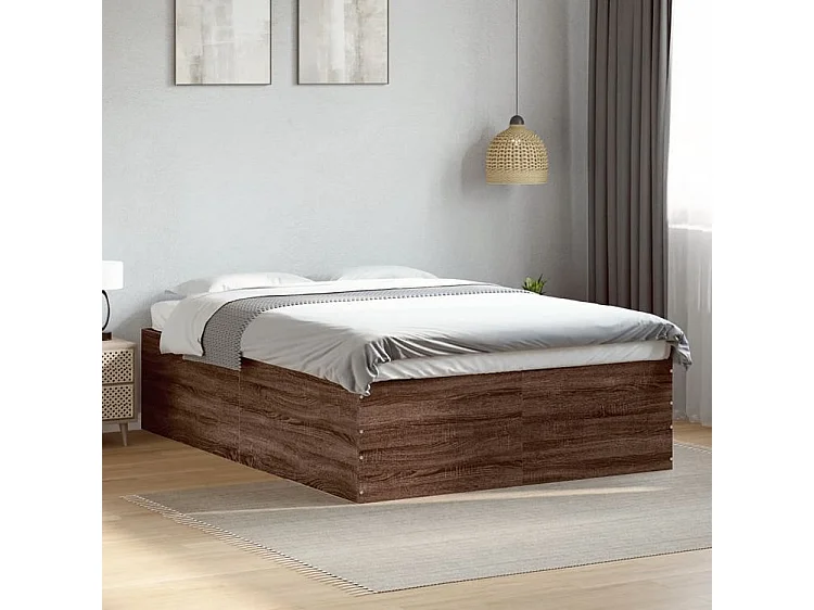 Cadre de lit chêne marron 135x190 bois d'ingénierie