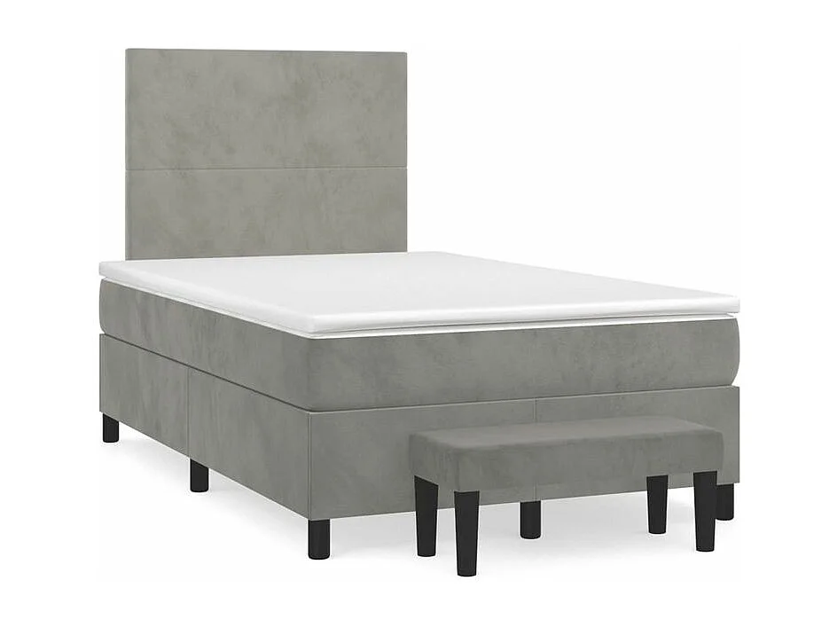 Sommier à lattes de lit et matelas Gris clair 120x200 Velours