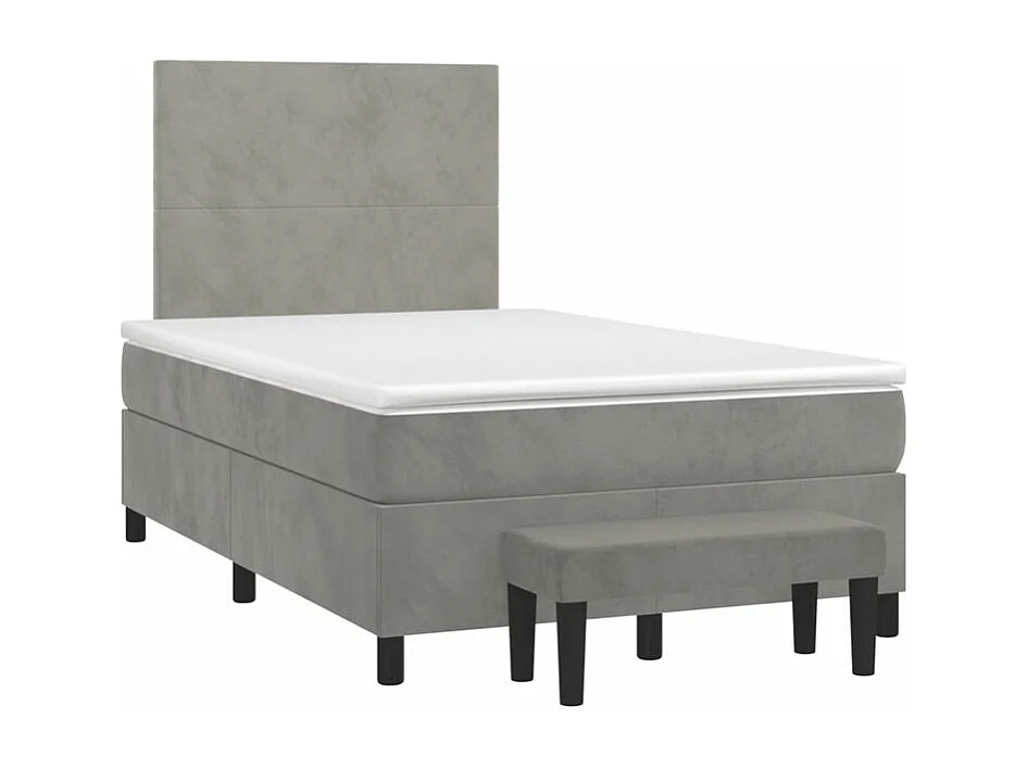 Sommier à lattes de lit et matelas Gris clair 120x200 Velours