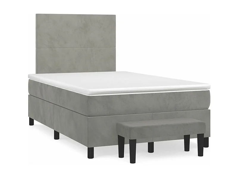 Sommier à lattes de lit et matelas Gris clair 120x200 Velours