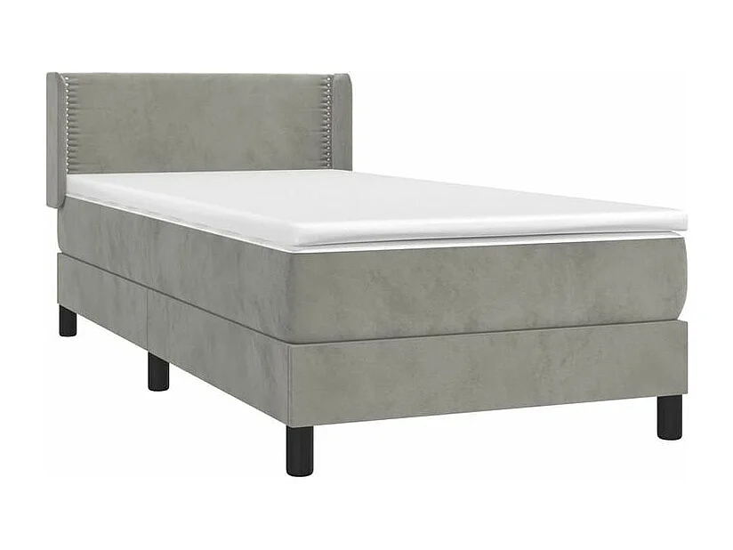 Sommier à lattes de lit et matelas Gris clair 90x200 Velours