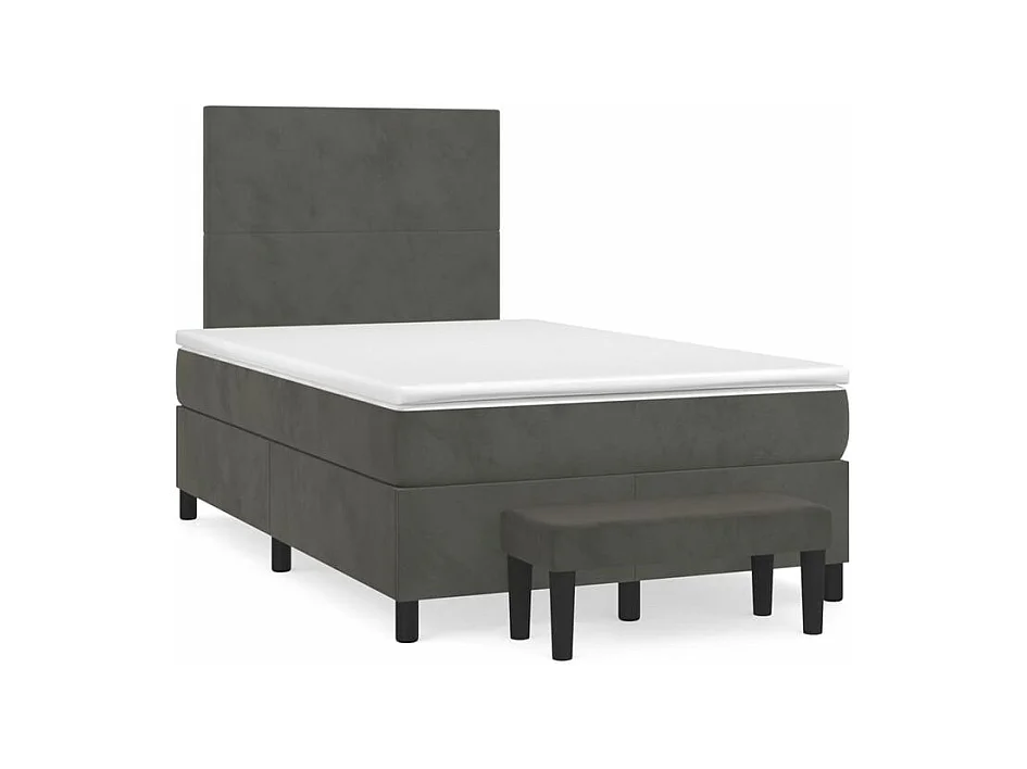 Sommier à lattes de lit et matelas Gris foncé 120x200 Velours