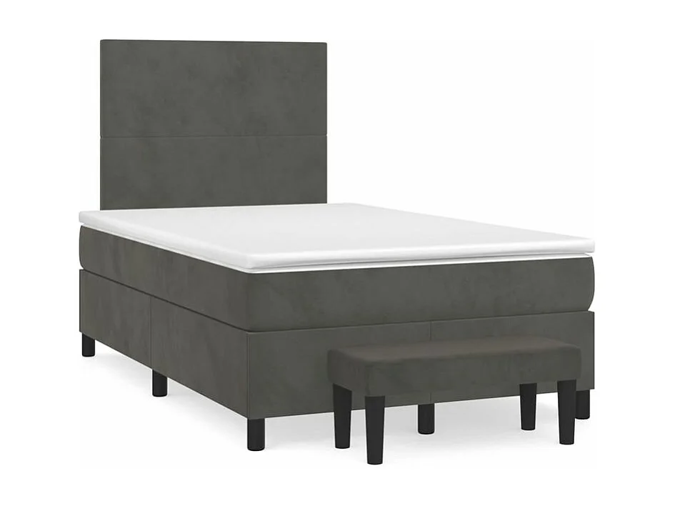 vidaXL Cama box spring con colchón terciopelo gris oscuro 120x200 cm