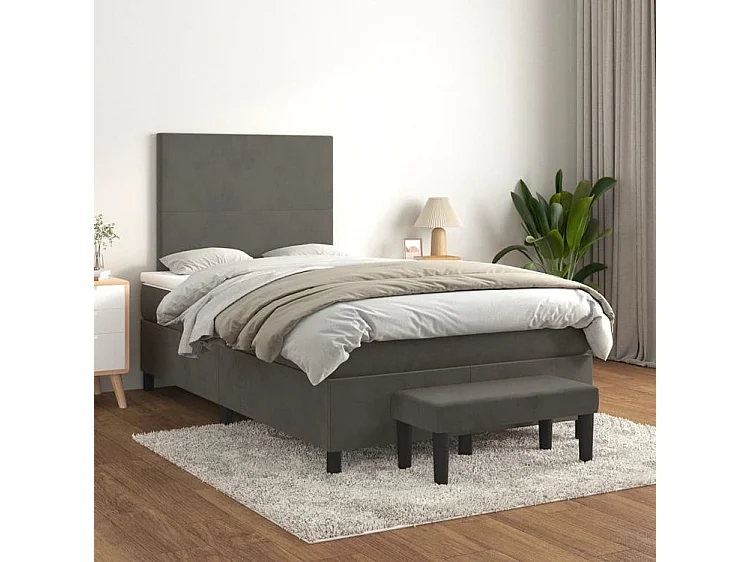 vidaXL Cama box spring con colchón terciopelo gris oscuro 120x200 cm