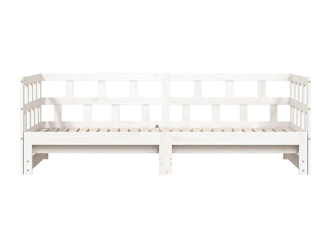 Lit de jour avec lit gigogne blanc 80x200 bois de pin massif