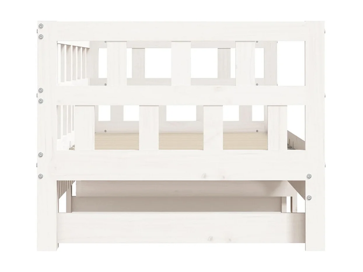 Lit de jour avec lit gigogne blanc 80x200 bois de pin massif