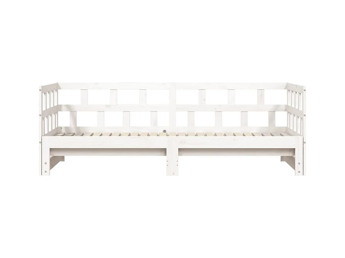 Lit de jour avec lit gigogne blanc 80x200 bois de pin massif