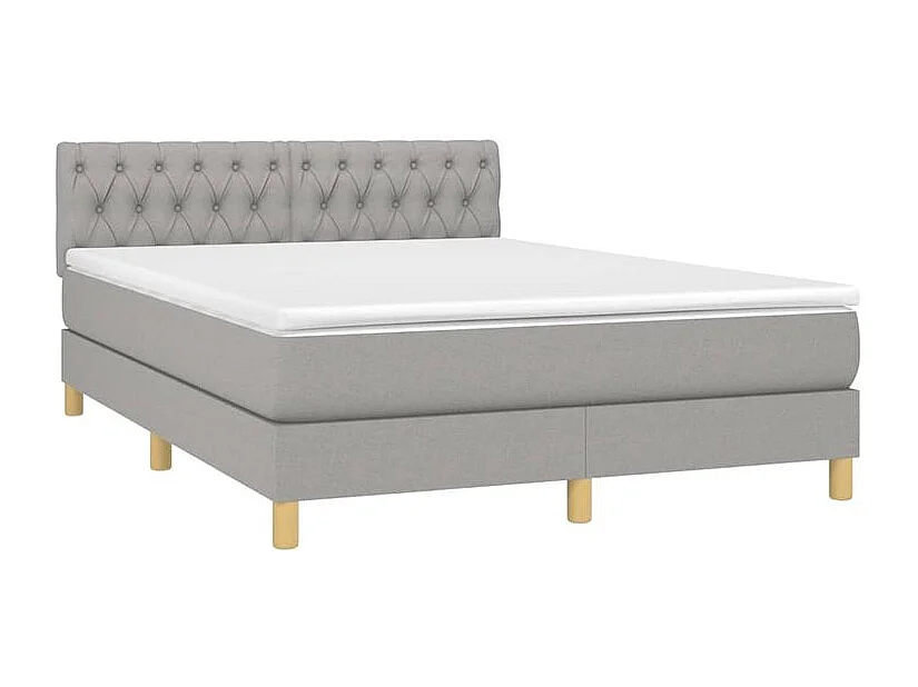 Sommier à lattes de lit et matelas et LED Gris clair 140x200
