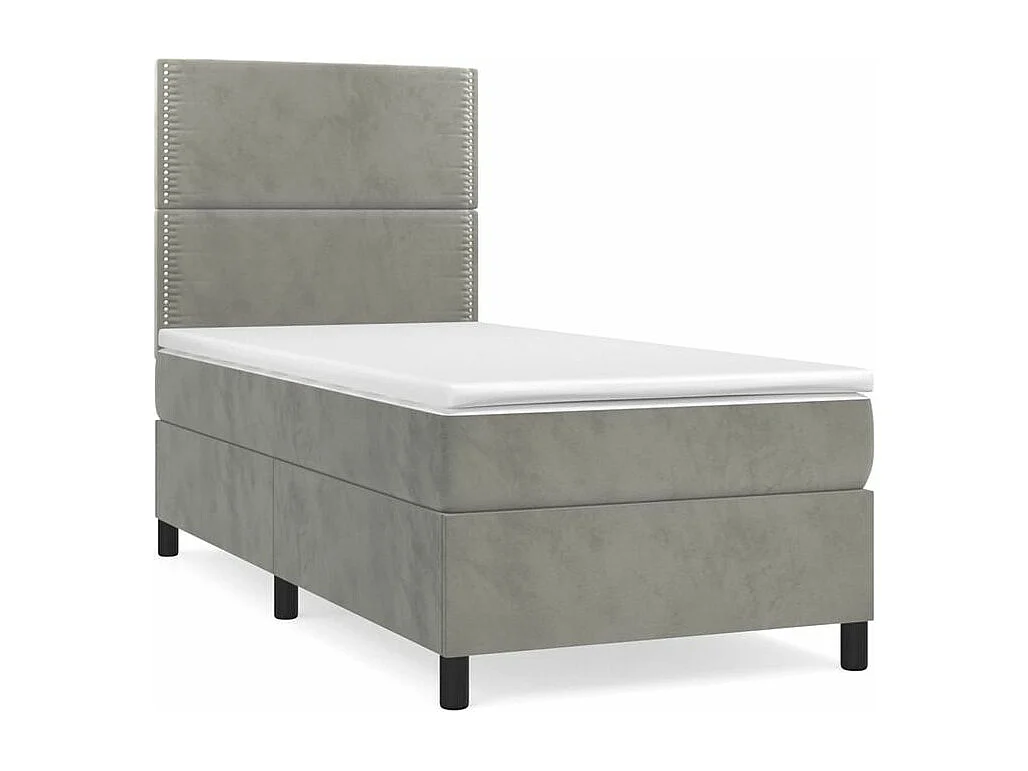Sommier à lattes de lit et matelas Gris clair 100x200 Velours