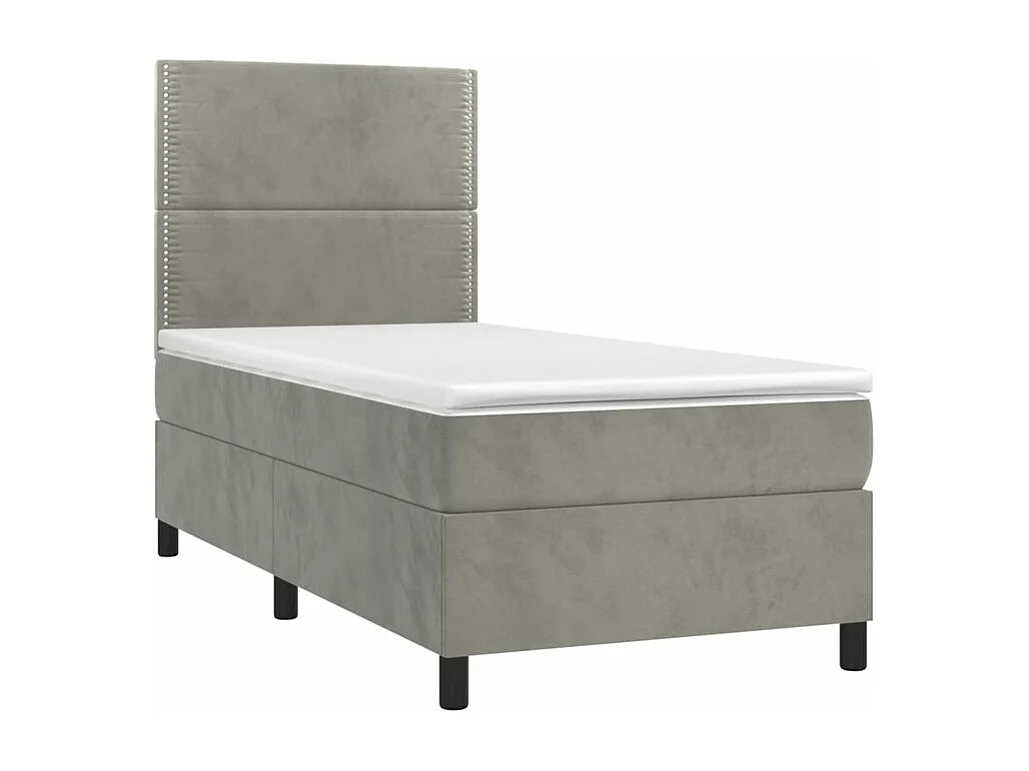 Sommier à lattes de lit et matelas Gris clair 100x200 Velours