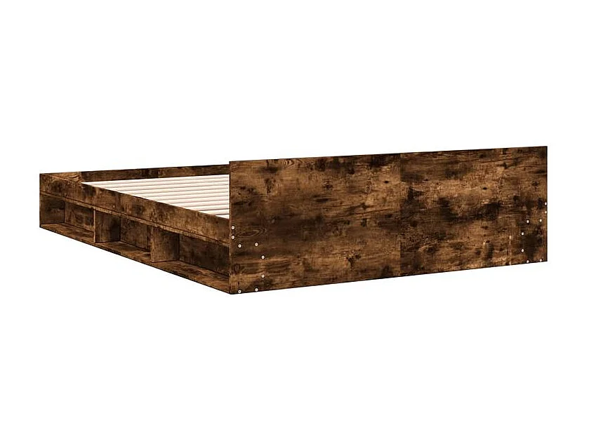 Cadre de lit et tiroirs chêne fumé 150x200 bois d'ingénierie