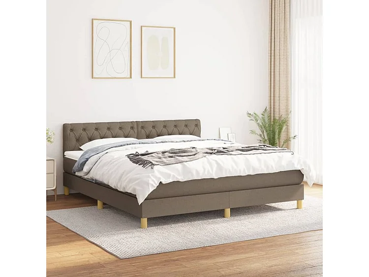 Sommier à lattes de lit avec matelas Taupe 160x200 Tissu