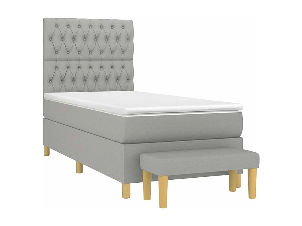 Sommier à lattes de lit avec matelas Gris clair 90x200 Tissu