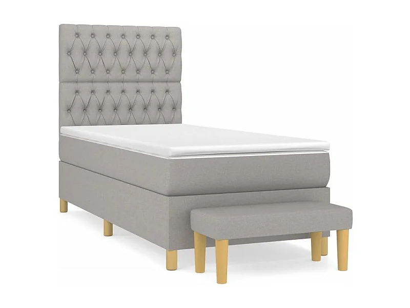 Sommier à lattes de lit avec matelas Gris clair 90x200 Tissu