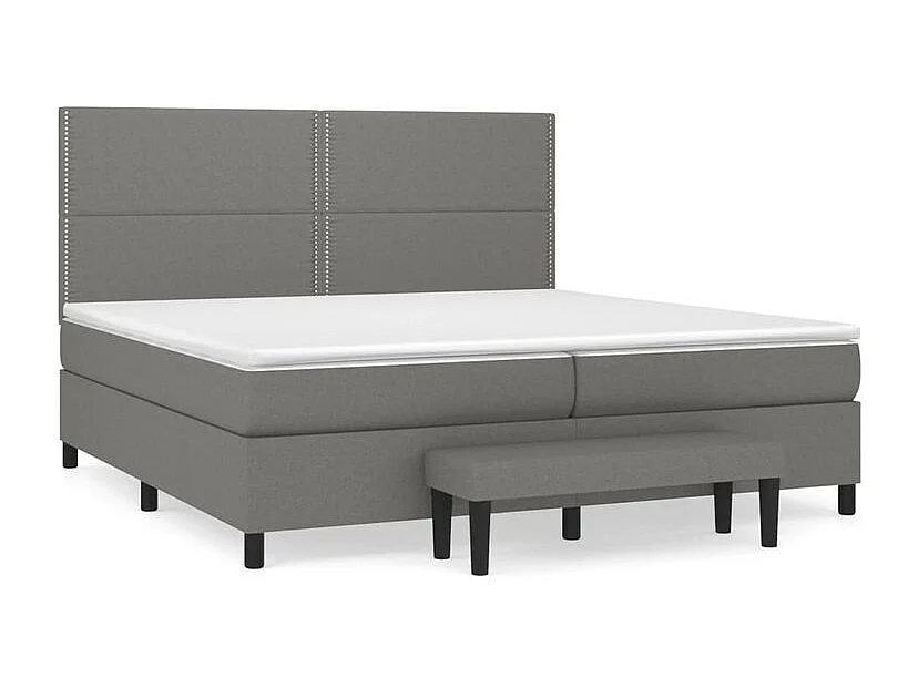 Sommier à lattes de lit avec matelas Gris foncé 200x200 Tissu