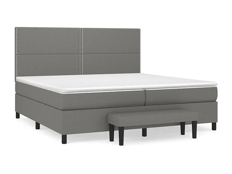 Sommier à lattes de lit avec matelas Gris foncé 200x200 Tissu
