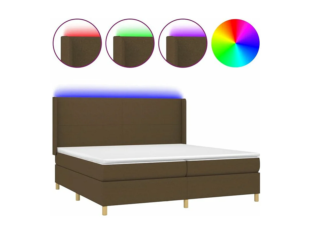 Sommier à lattes de lit matelas et LED Marron foncé 200x200