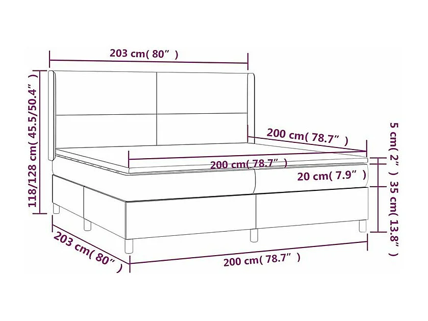 Sommier à lattes de lit matelas et LED Marron foncé 200x200