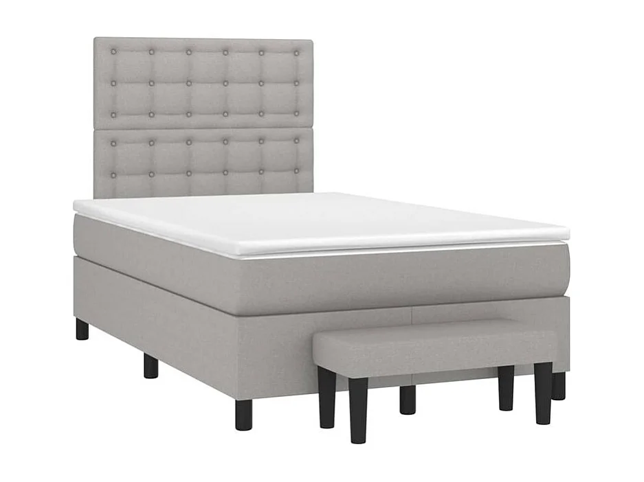Sommier à lattes de lit avec matelas Gris clair 120x200 Tissu